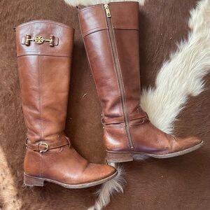 Tory Burch Brown Leather Nadine Riding Boots